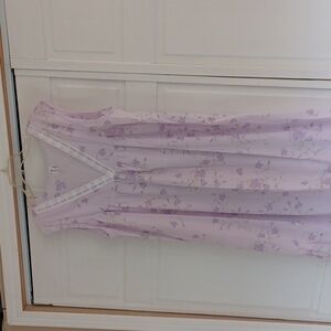 Floral Purple Nightgown Long Brushed Nylon Size 3Xlarge
